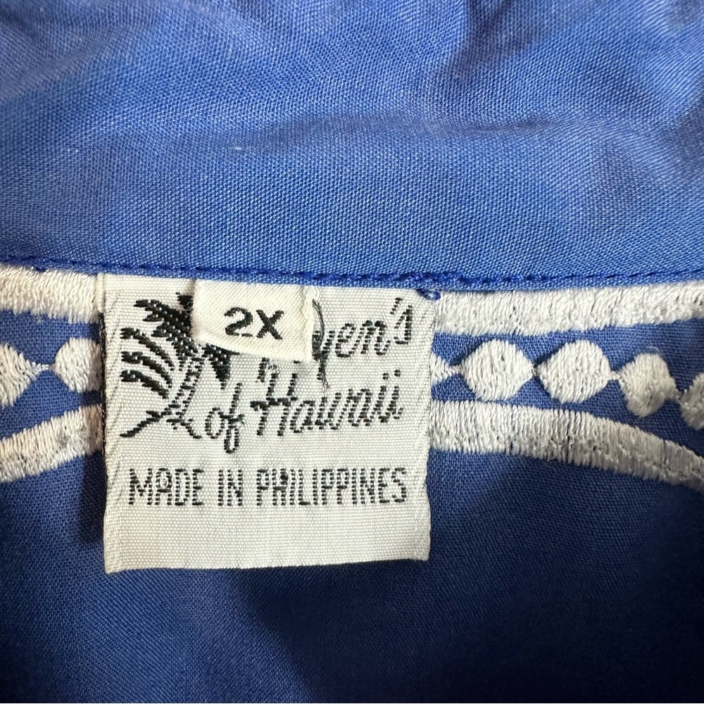 Vintage Foyers Of Hawaii Embroidered Button Front Tunic Top FLAWS - Picture 4 of 12